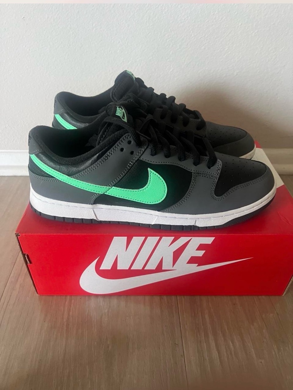 Nike Men’s Dunk Low — Black and Neon Green